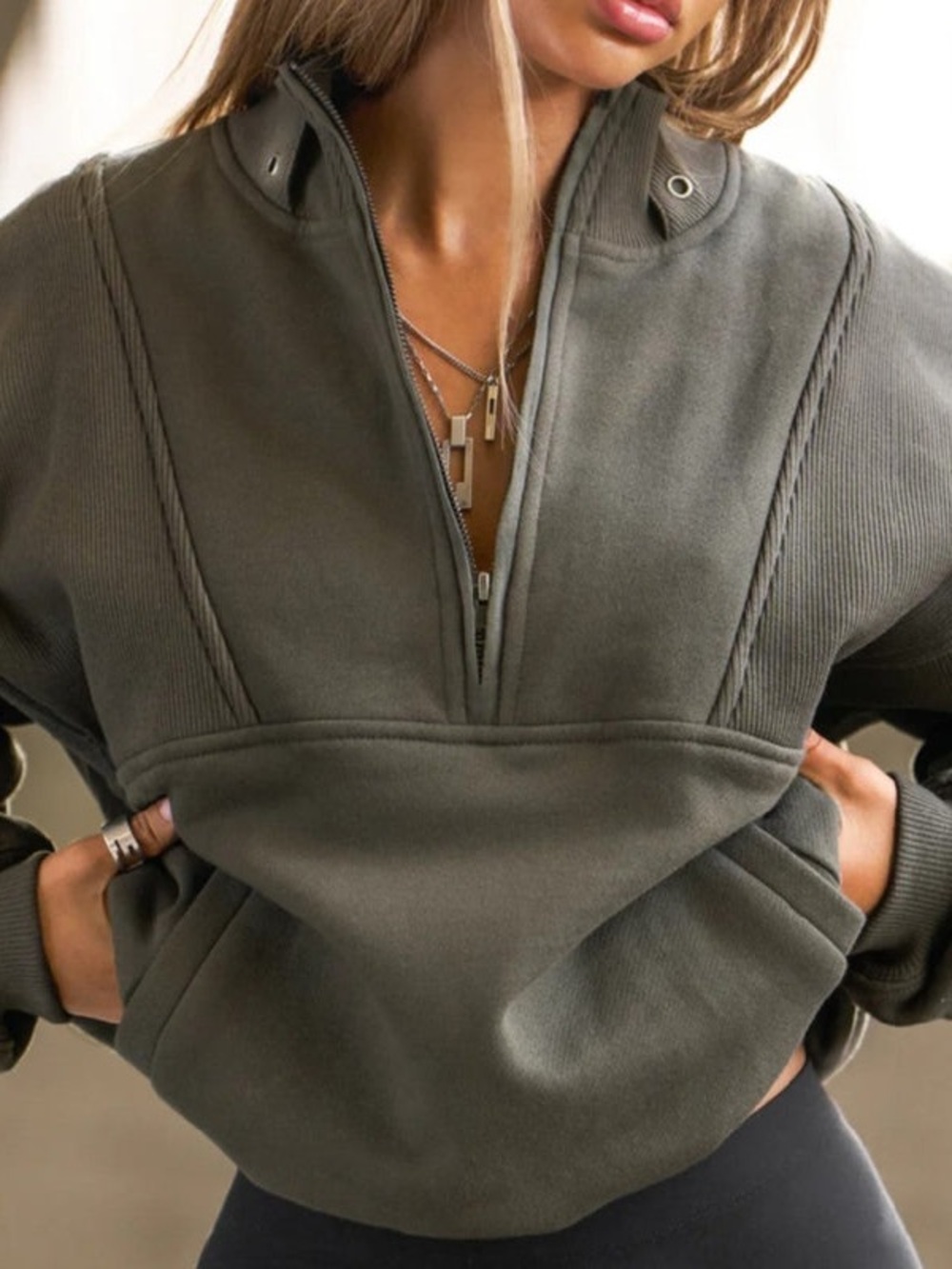 Joah Brown Retro Half Zip Pull Over Sweatshirt In Charcoal Gray Cotton SZ S/M - Picture 16 of 16